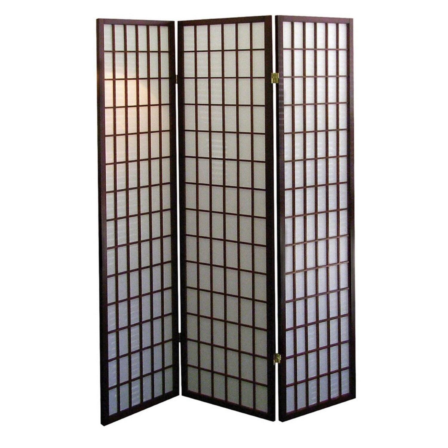 Cherry Wood 3-Panel Shoji Folding Room Divider