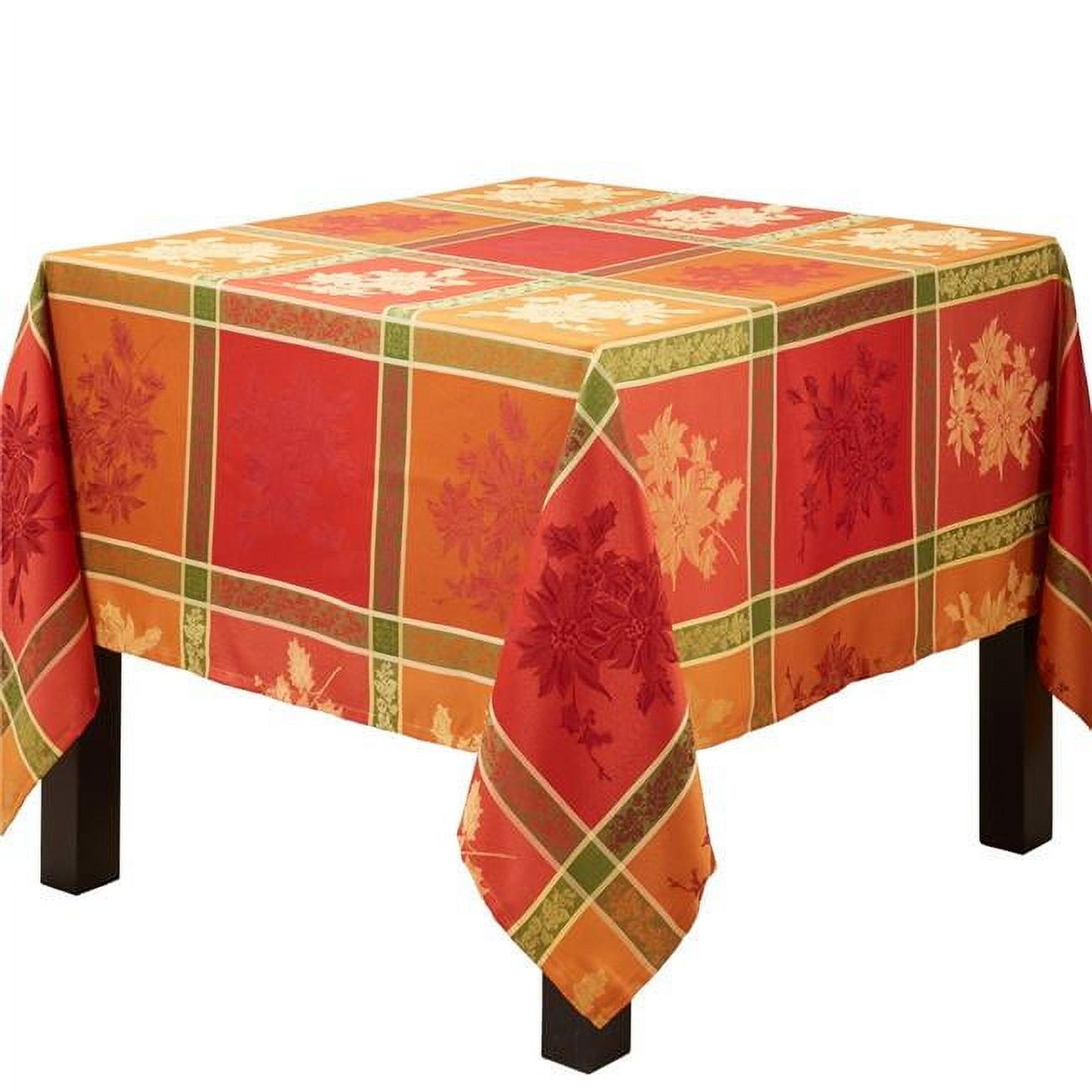 Elegant Orange Jacquard Fall Leaves Square Tablecloth