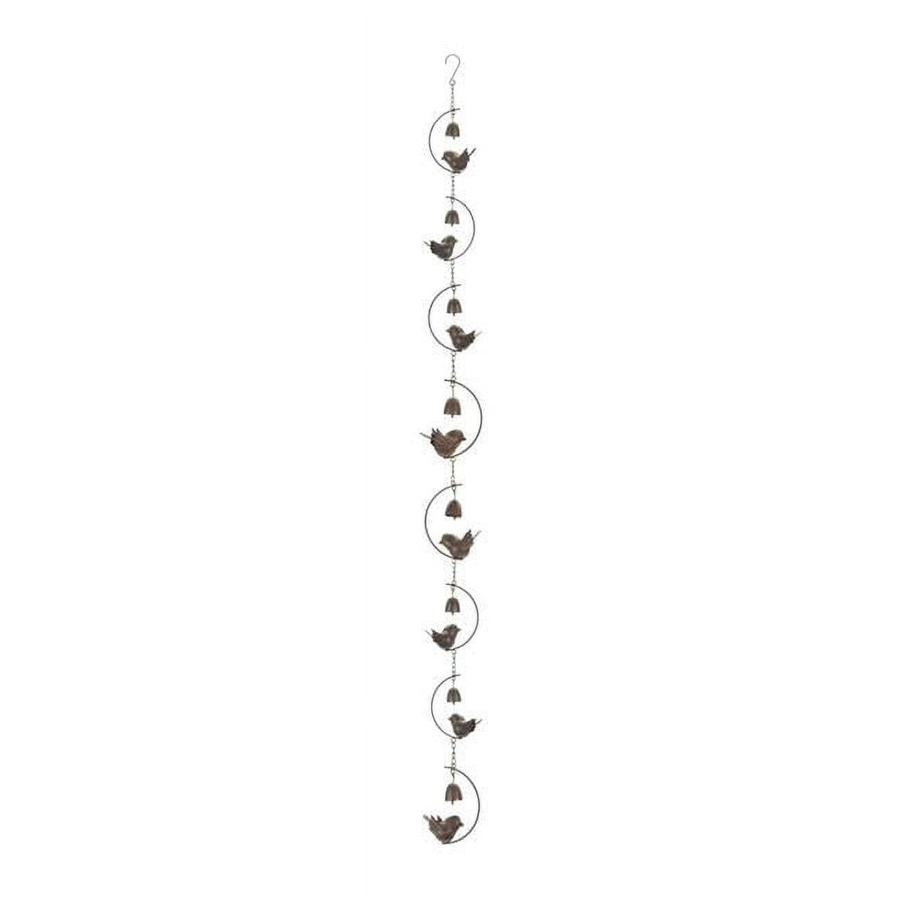 Bronze Bird and Bell Iron Rain Chain 70"L