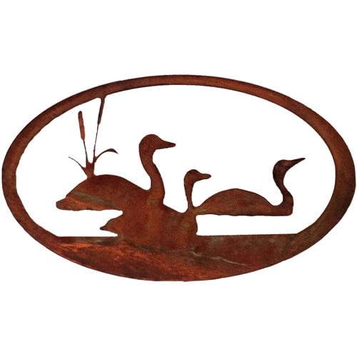 Rustic Natural Rust Patina Steel Loon Oval Wall Decor