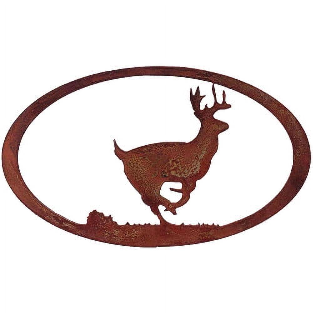 Rustic Steel Oval Running Deer Wall Decor