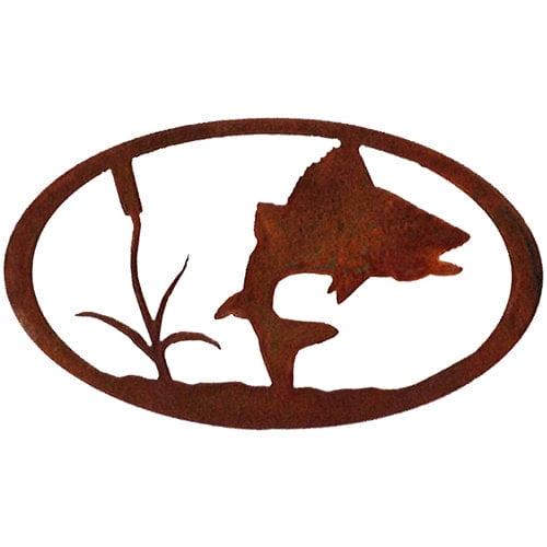 Rustic Steel Fish Oval Wall Art Decor