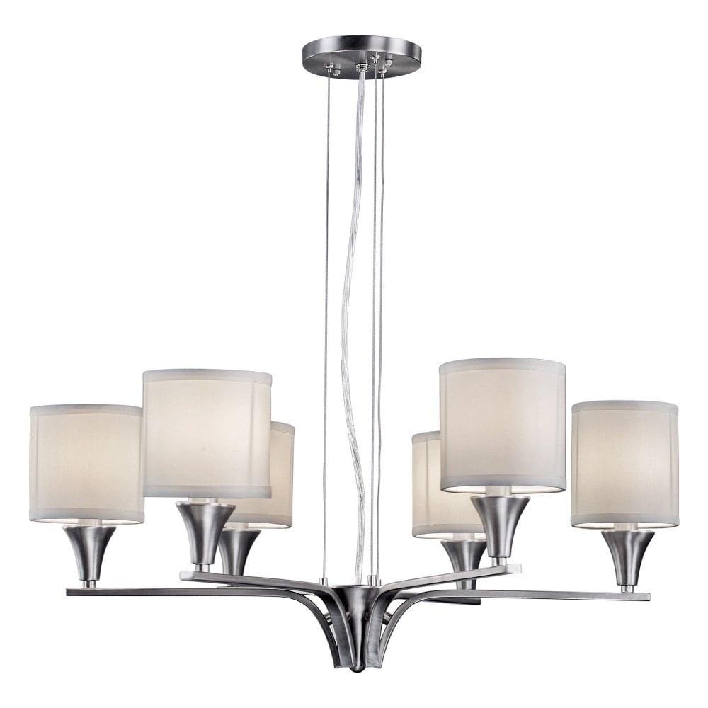 Brushed Nickel 6-Light Steel Chandelier with Shades