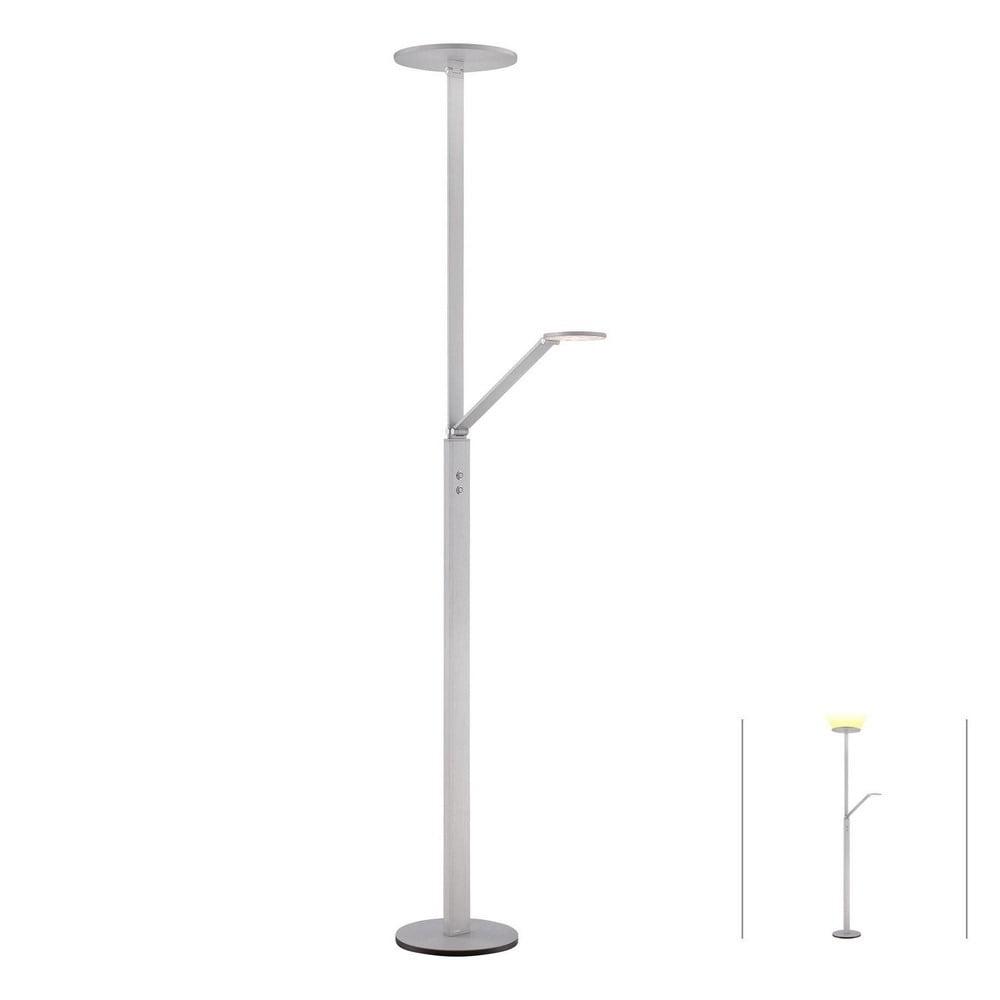 Adjustable White Acrylic LED Floor Lamp with Chiseled Nickel Finish