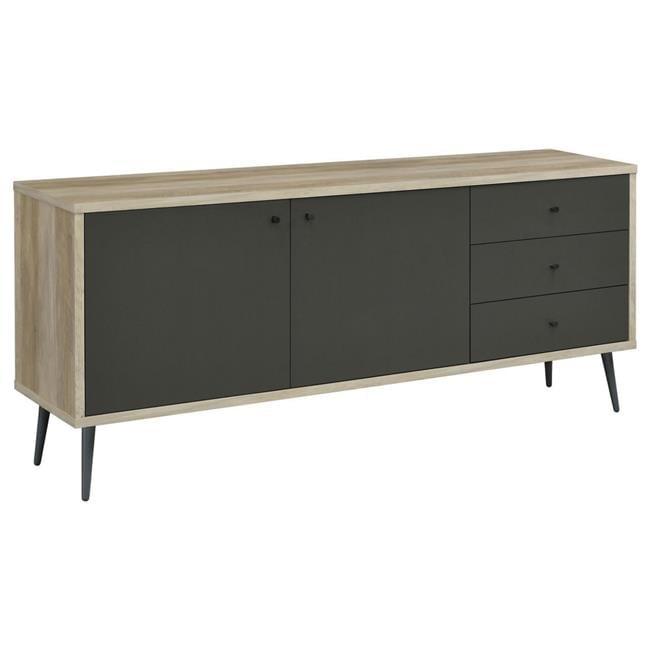 71 Inch Sideboard Console Cabinet, 2 Doors, 2 Shelves, 3 Drawers, Gray
