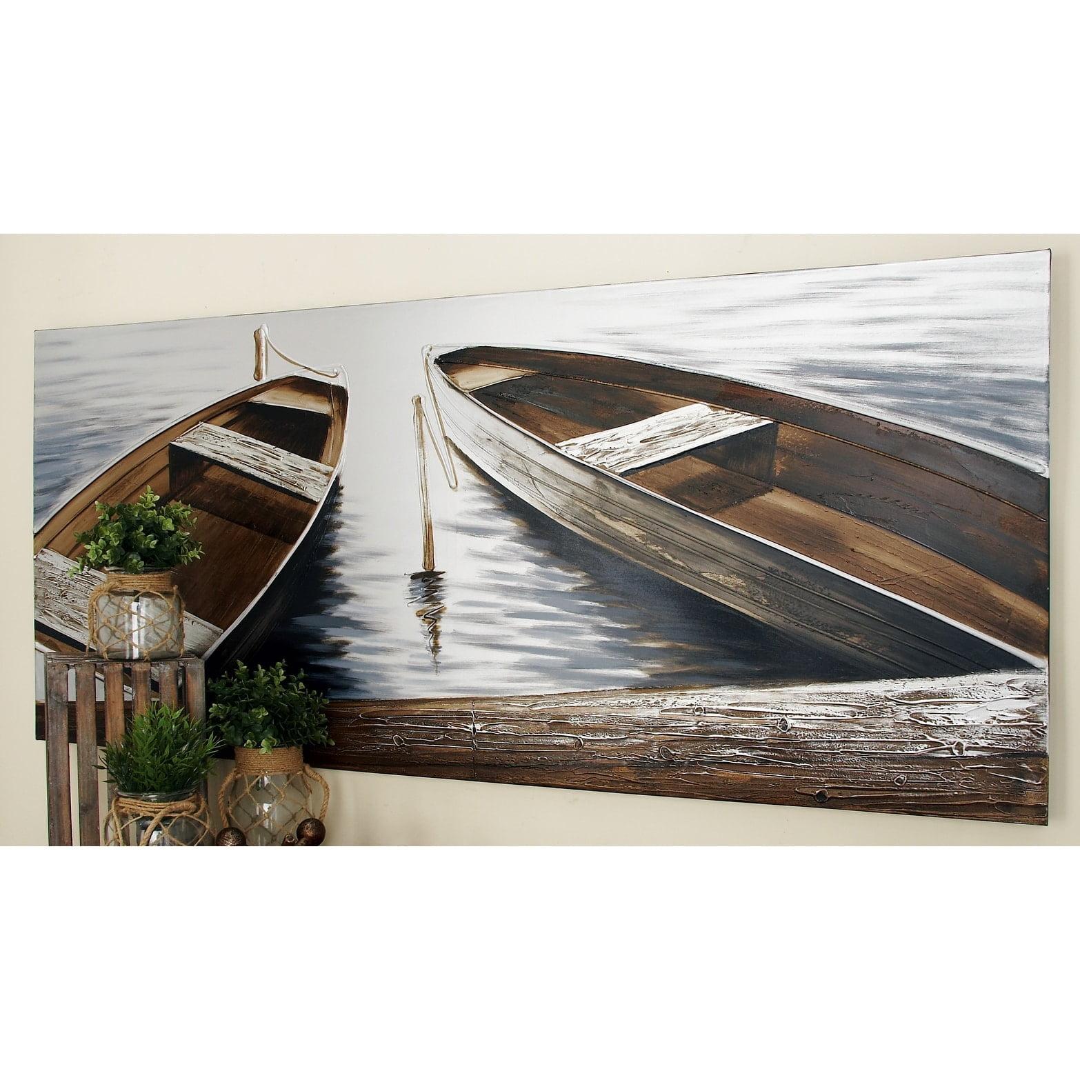 Large Brown and Blue Nautical Canvas Wall Art