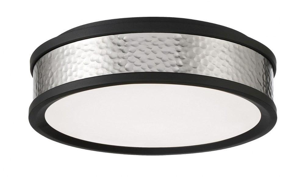 Coal and Brushed Nickel LED Drum Flush Mount Ceiling Light