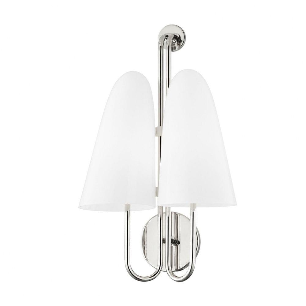 Polished Nickel 2-Light Dimmable Glass Cone Sconce