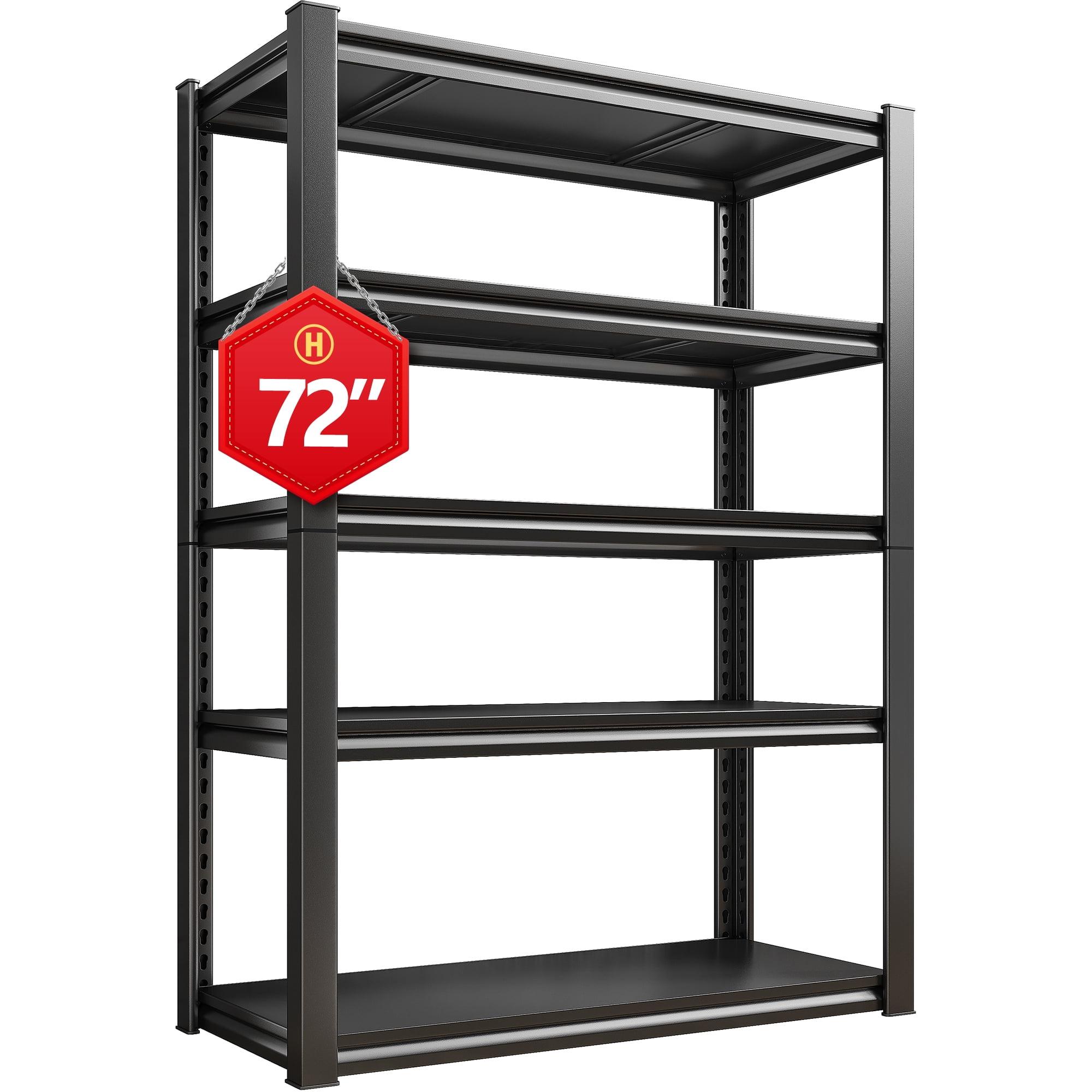 72" Black Heavy Duty 5-Tier Metal Storage Shelving Unit