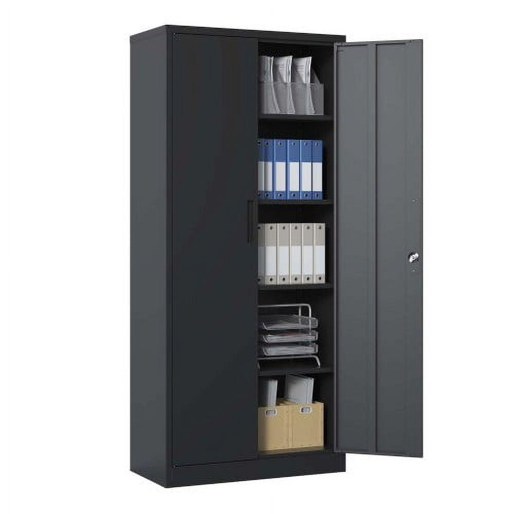 Black Steel Lockable Office Cabinet with Adjustable Shelving