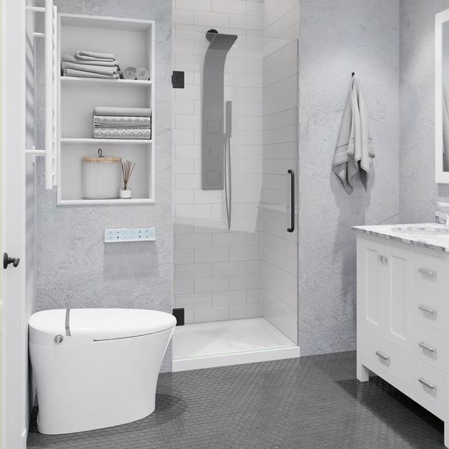 ANZZI Passion Series 30 In. X 72 In. Frameless Hinged Shower Door With Stainless Steel Handle In Gunmetal