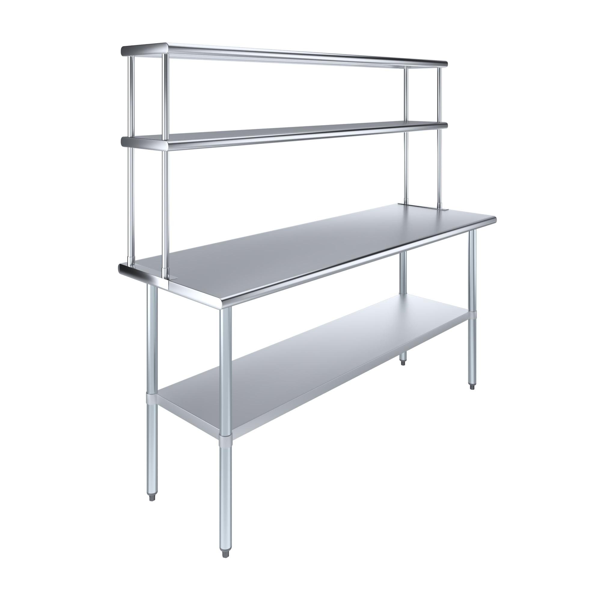 72" Stainless Steel Work Table with Double Tier Overshelf