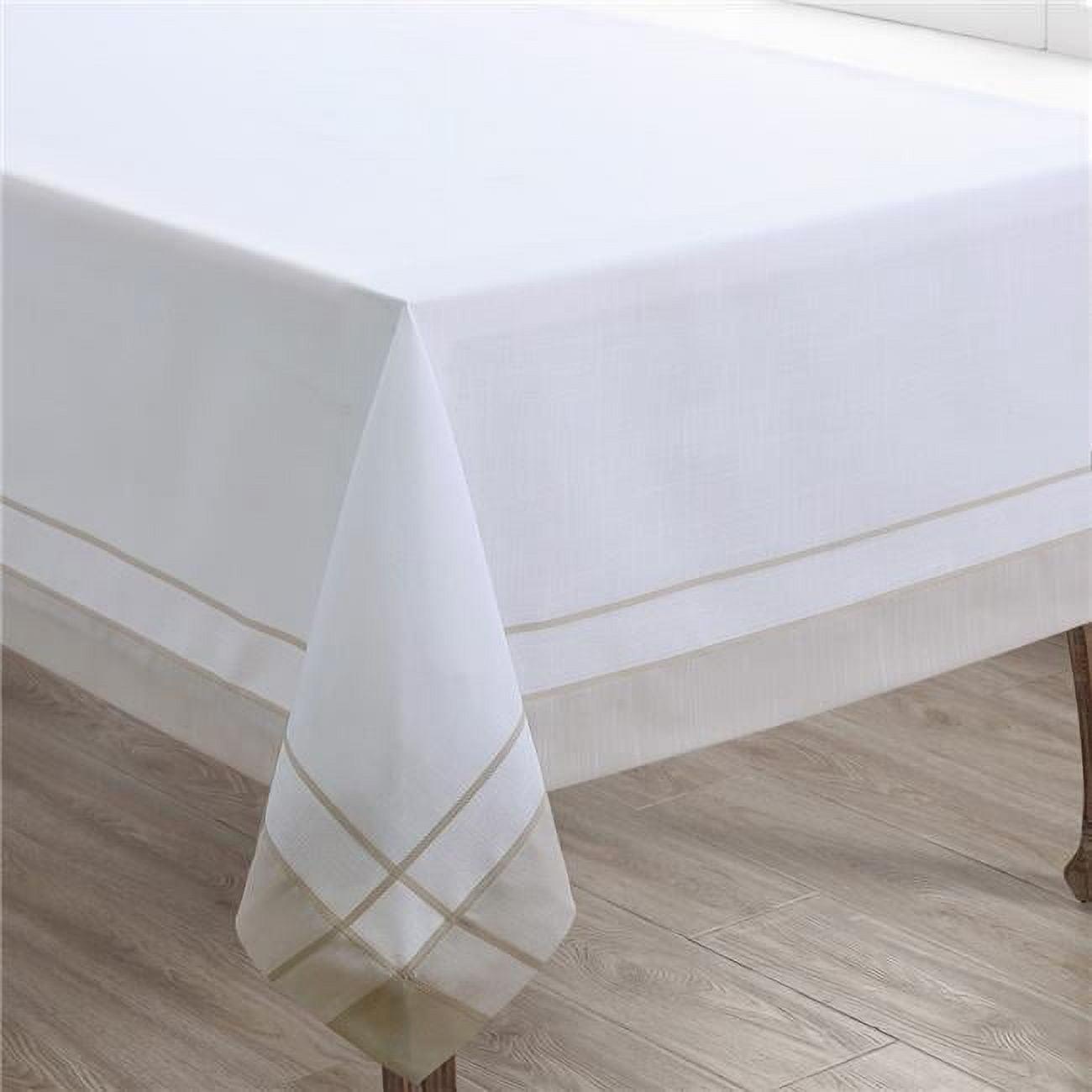 72 in. Banded Border Square Tablecloth, Natural