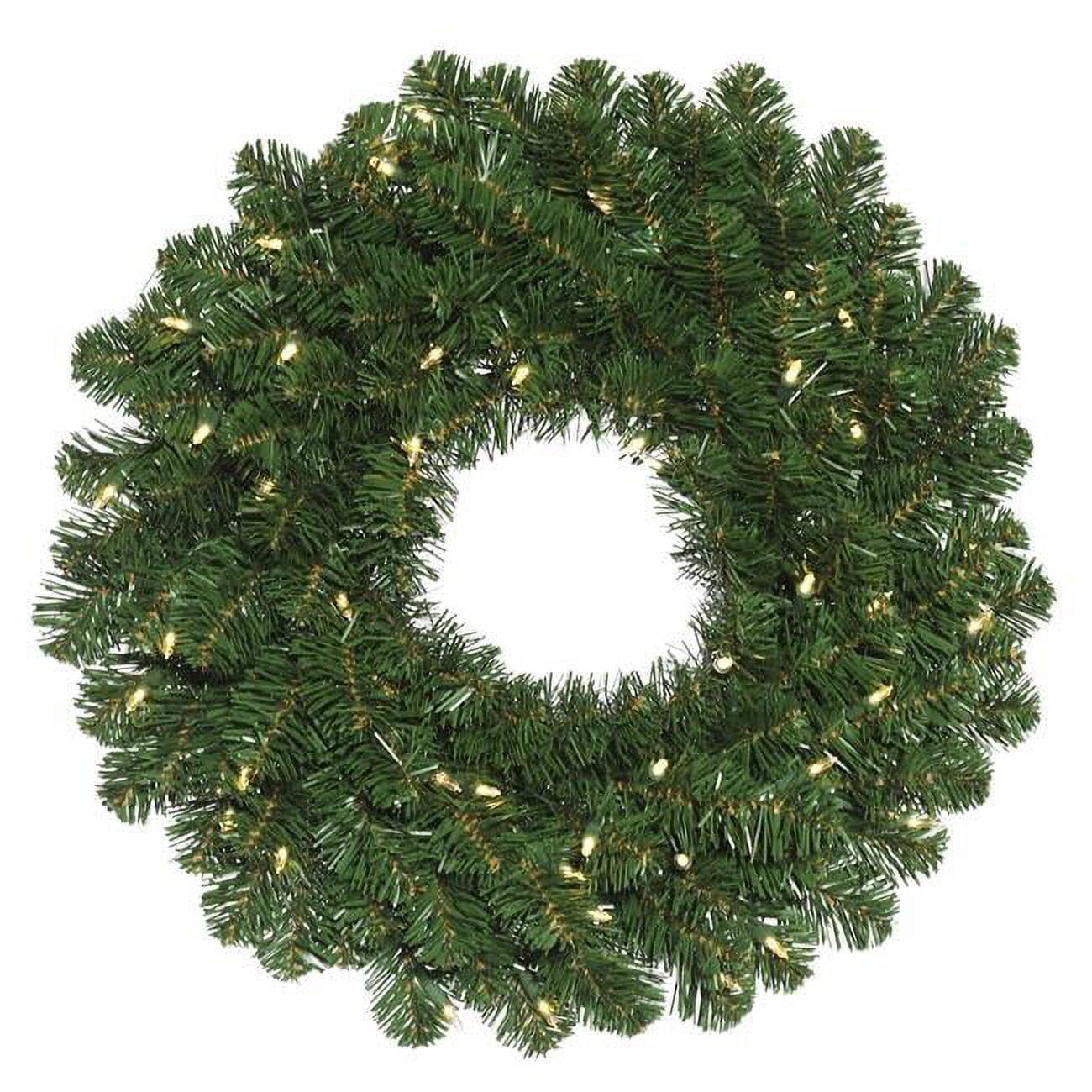 72" Green Oregon Fir Artificial Christmas Wreath with Warm White LED Lights