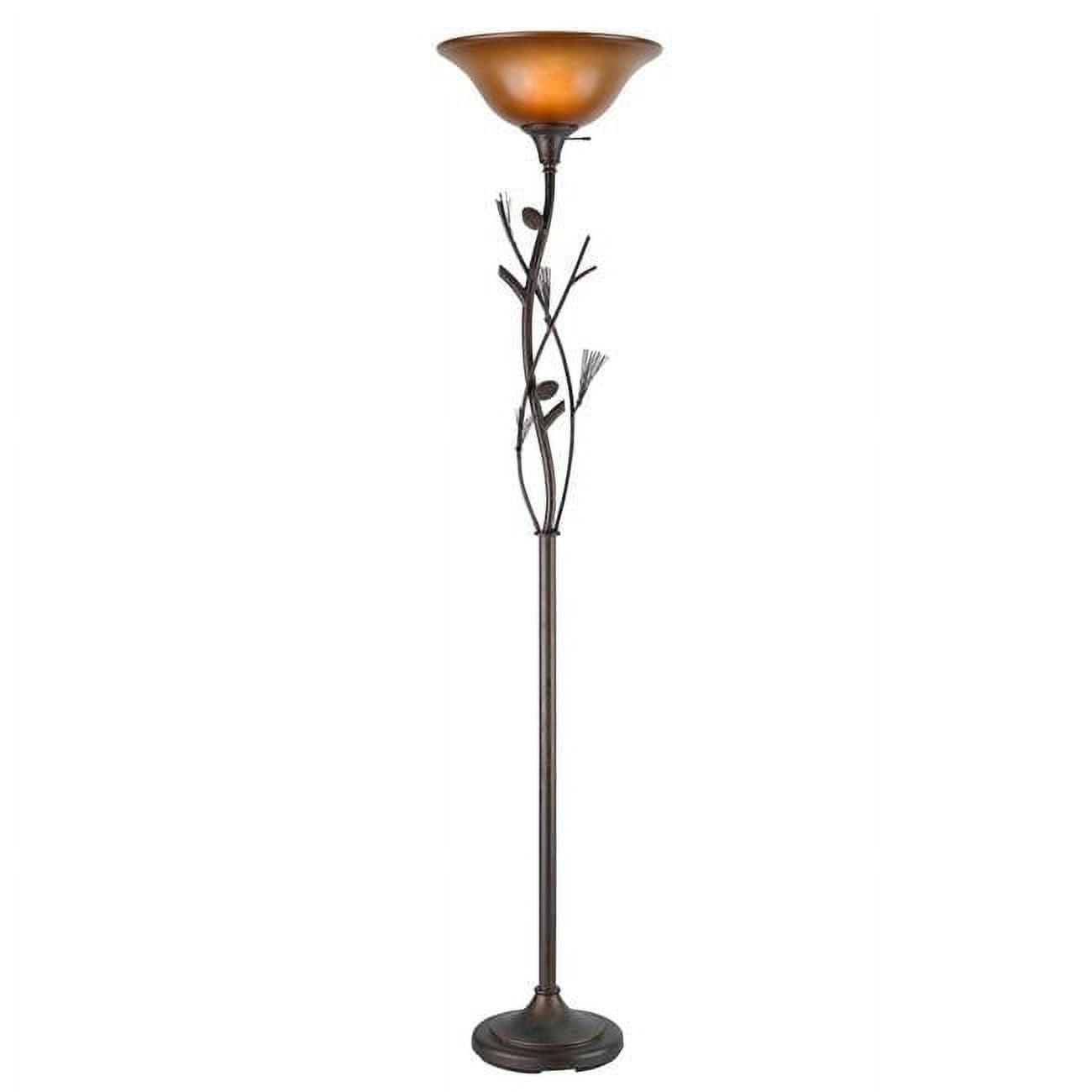 Wildon Home® 72" Rusted Torchiere Floor Lamp With Brown Frosted Glass Dome Shade