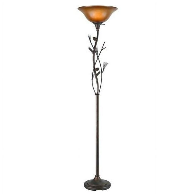 Wildon Home® 72" Rusted Torchiere Floor Lamp With Brown Frosted Glass Dome Shade