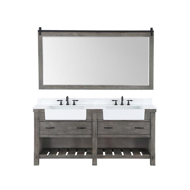 Villareal 72" Double White Farmhouse Basin Bath Vanity in Classical Gray