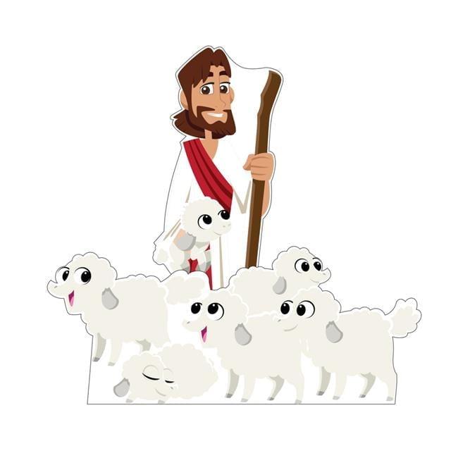 Lifesize Good Shepherd and Sheep Cardboard Standee Set