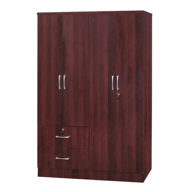 Luna Modern Mahogany Engineered Wood 4-Door Armoire with Drawers