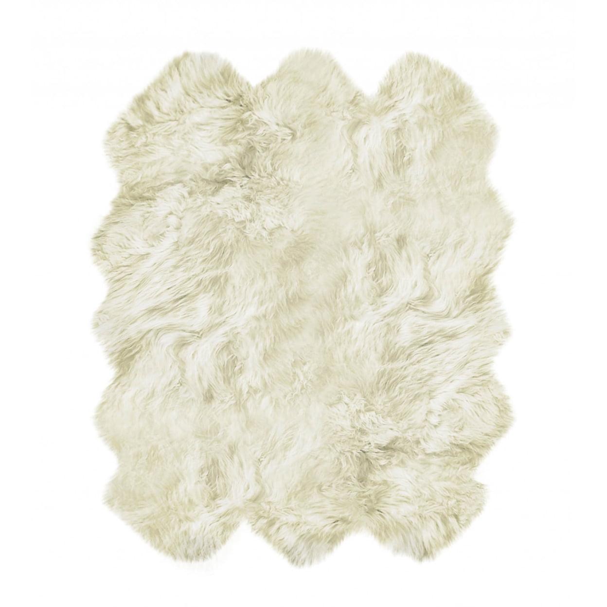 Luxurious Handmade Sexto Sheepskin 72" Square Area Rug in Natural Blue