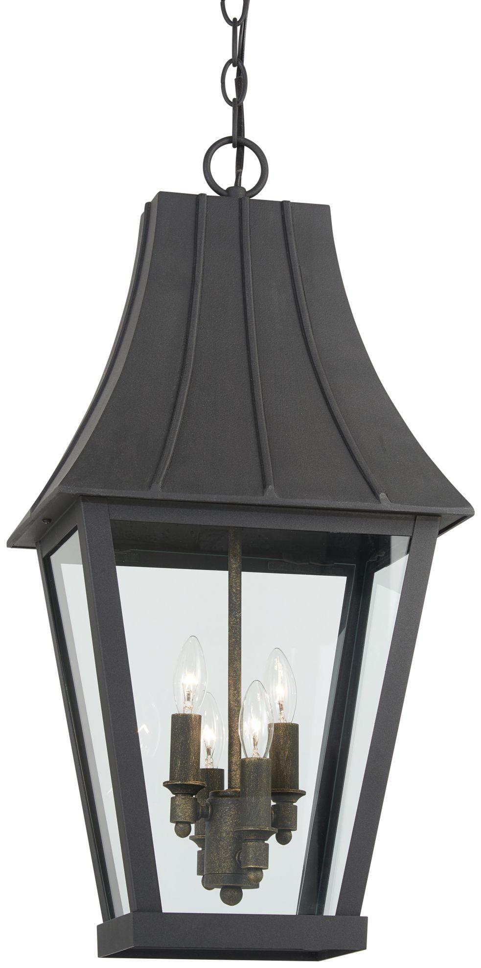 Chateau Grande 4-Light Sand Coal and Gold Outdoor Hanging Lantern