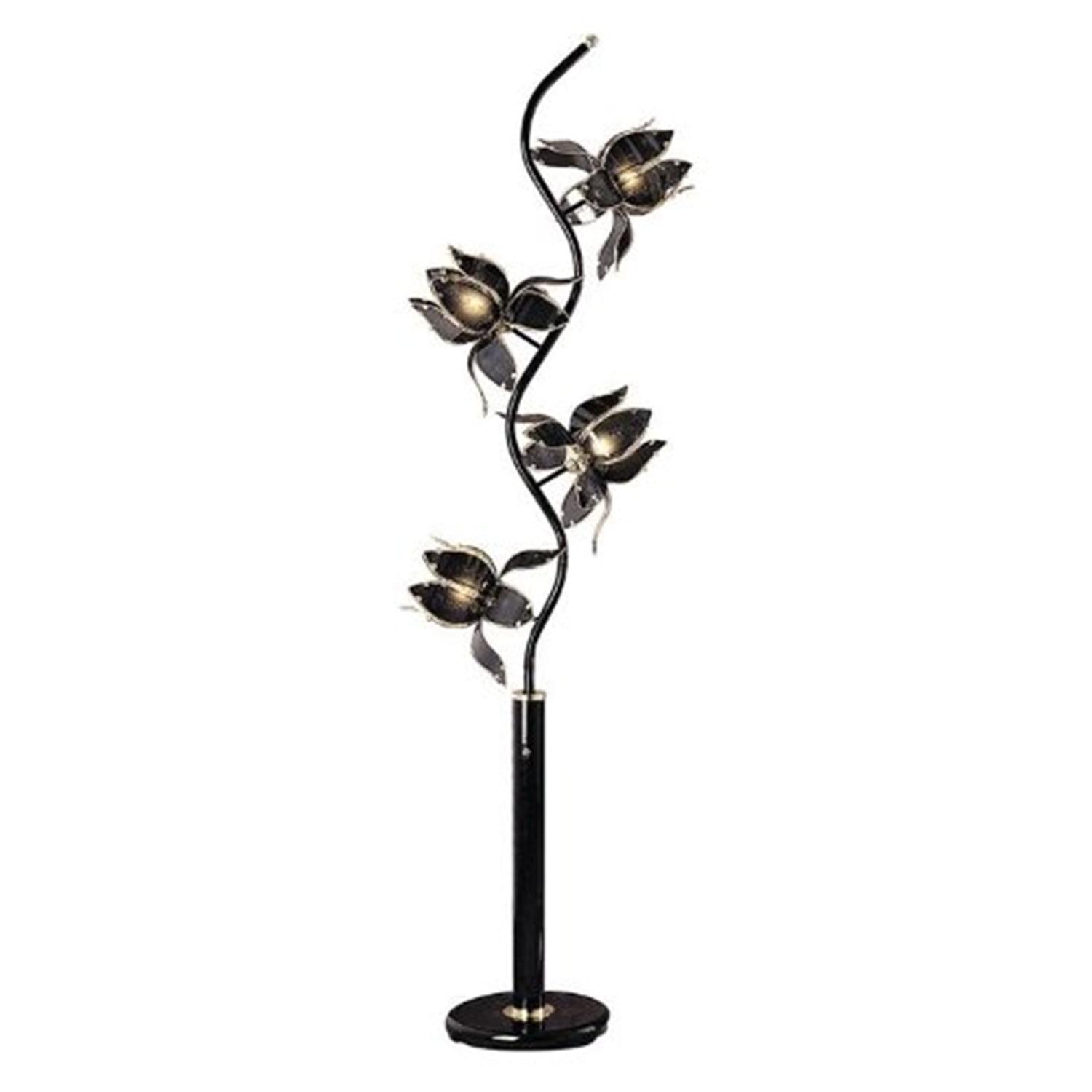 73" Polished Black Metal Floor Lamp with 3-Way Switch