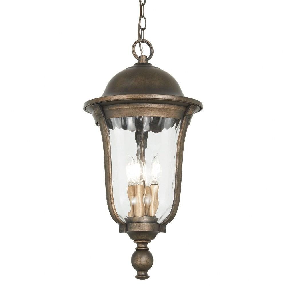 Tauira Bronze & Alder Silver 4-Light Outdoor Chain Hung Lantern