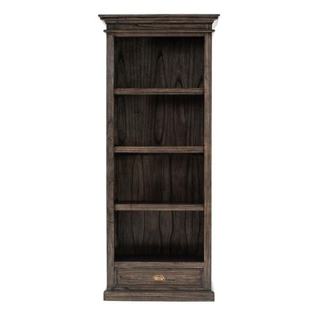 NovaSolo Halifax Mindi Wood Bookcase with 4-Shelves and 1-Drawer in Black Wash