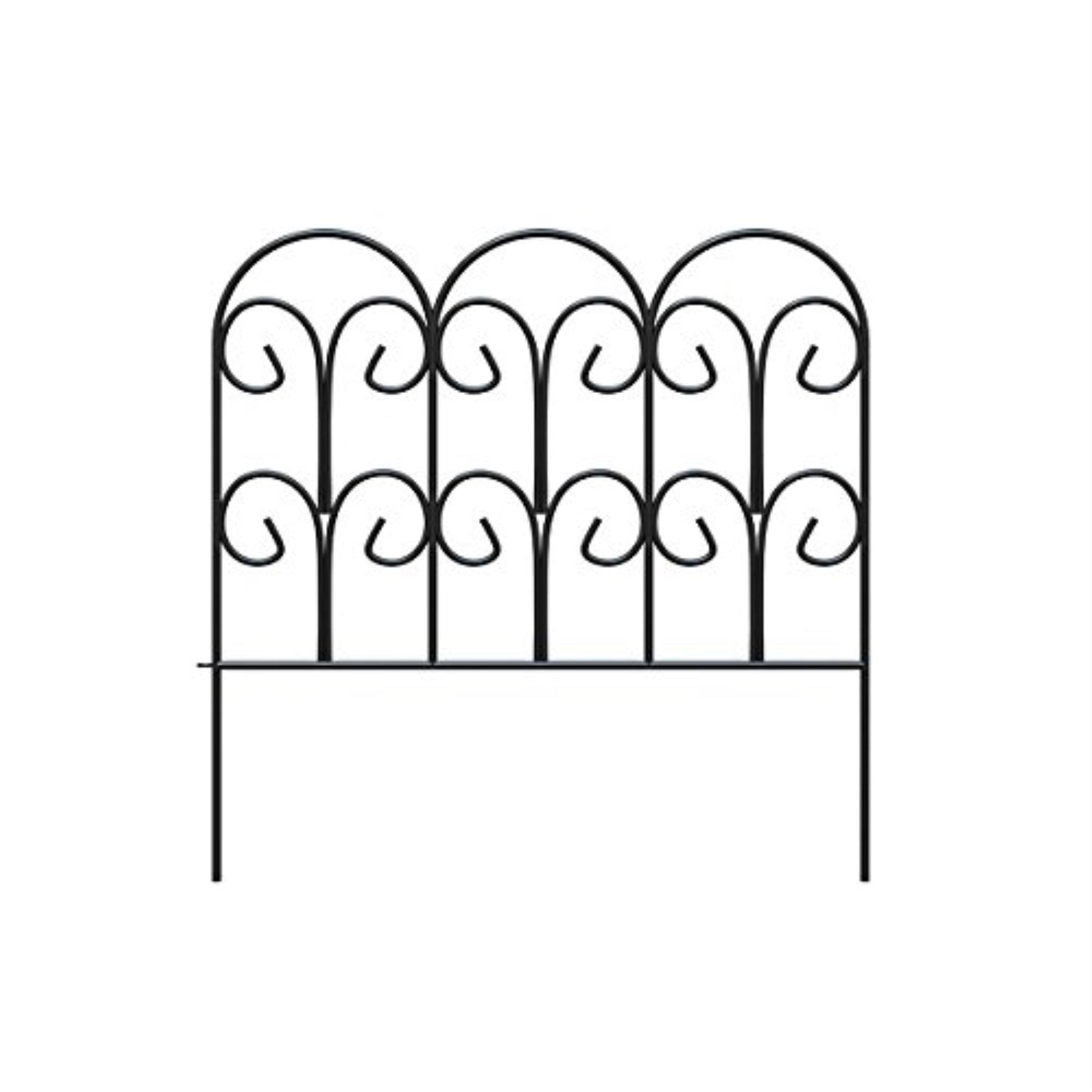 7470933 EDGING SCROLL FENCE 18"" Panacea 18 in. L X 18 in. H Steel Black Scroll Garden Edging (Pack of 1)