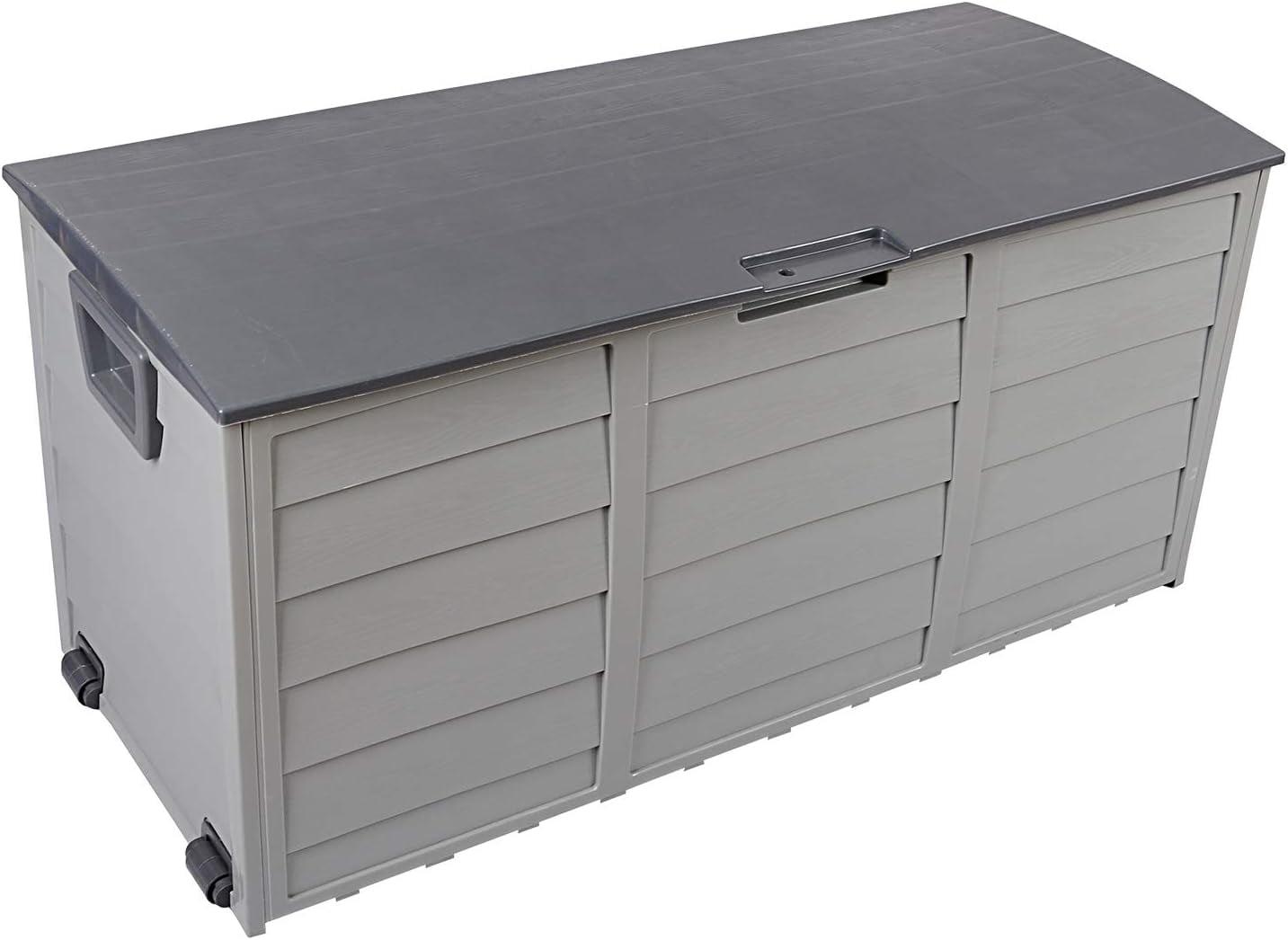 75 Gallon Gray Plastic Lockable Deck Box with Wheels