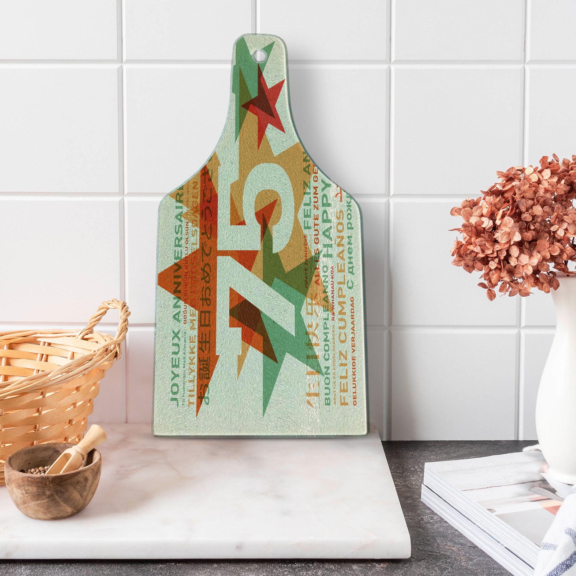 Ambesonne Ambesonne Vintage Tempered Glass Cutting Board Worldwide Greetings Multicolor