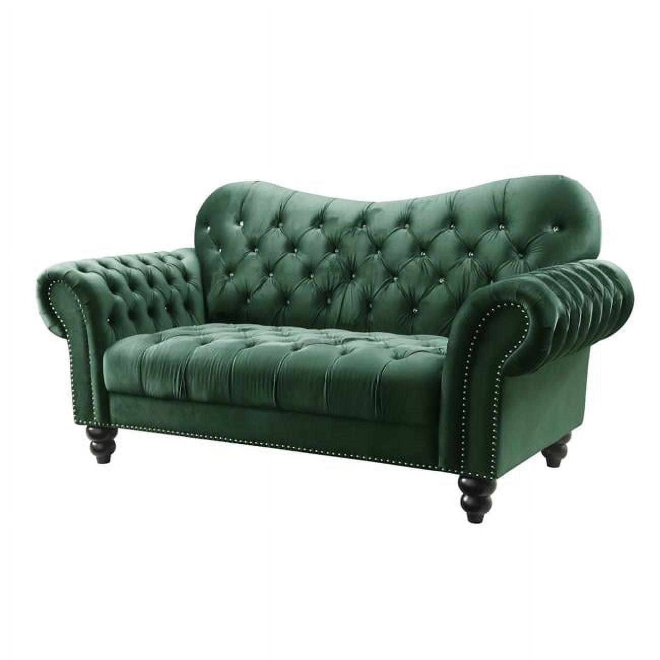 76" X 37" X 39" Green Velvet Loveseat