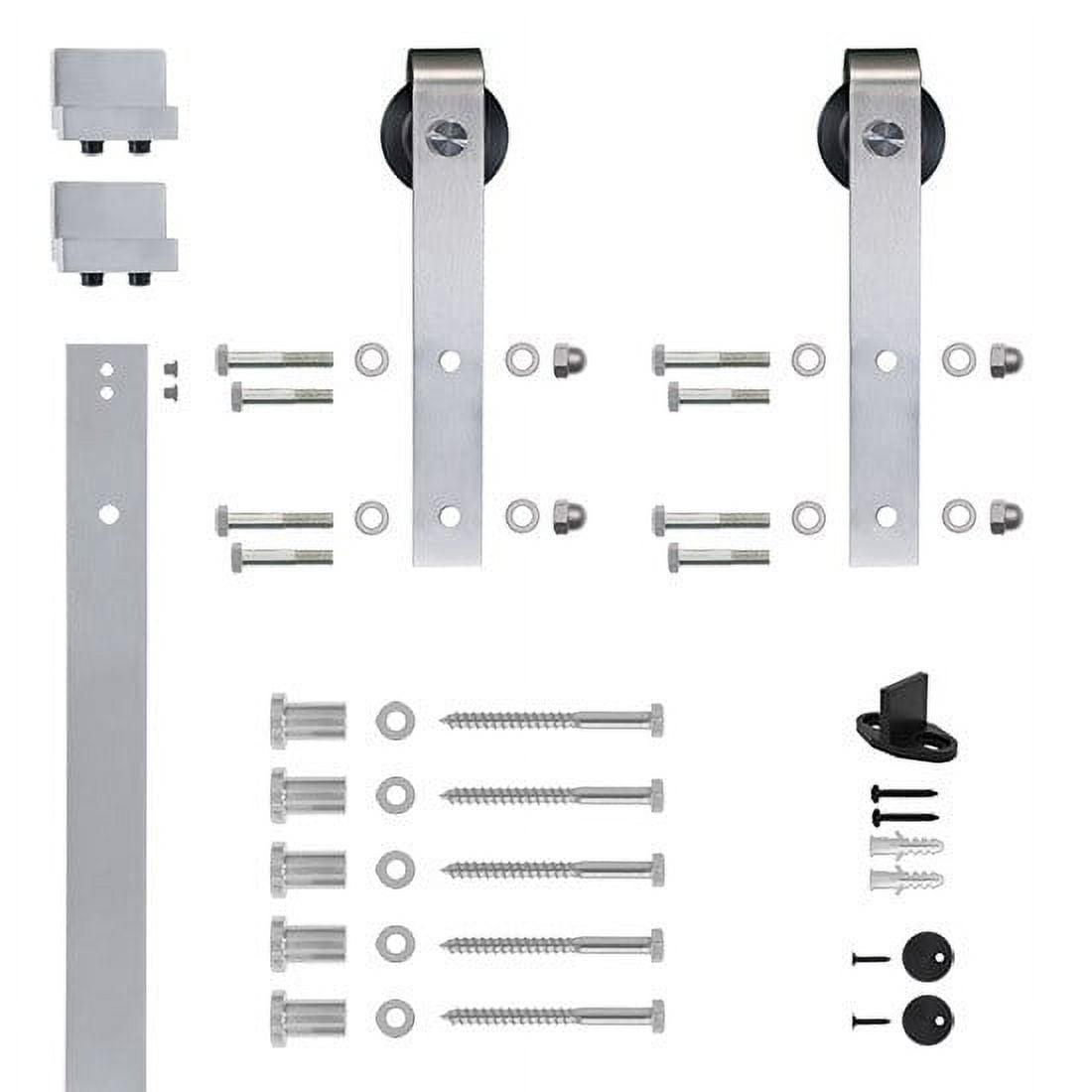 78.75" Designer's Collection Flat Rail Hook Strap Rolling Door Hardware Kit, Satin Nickel