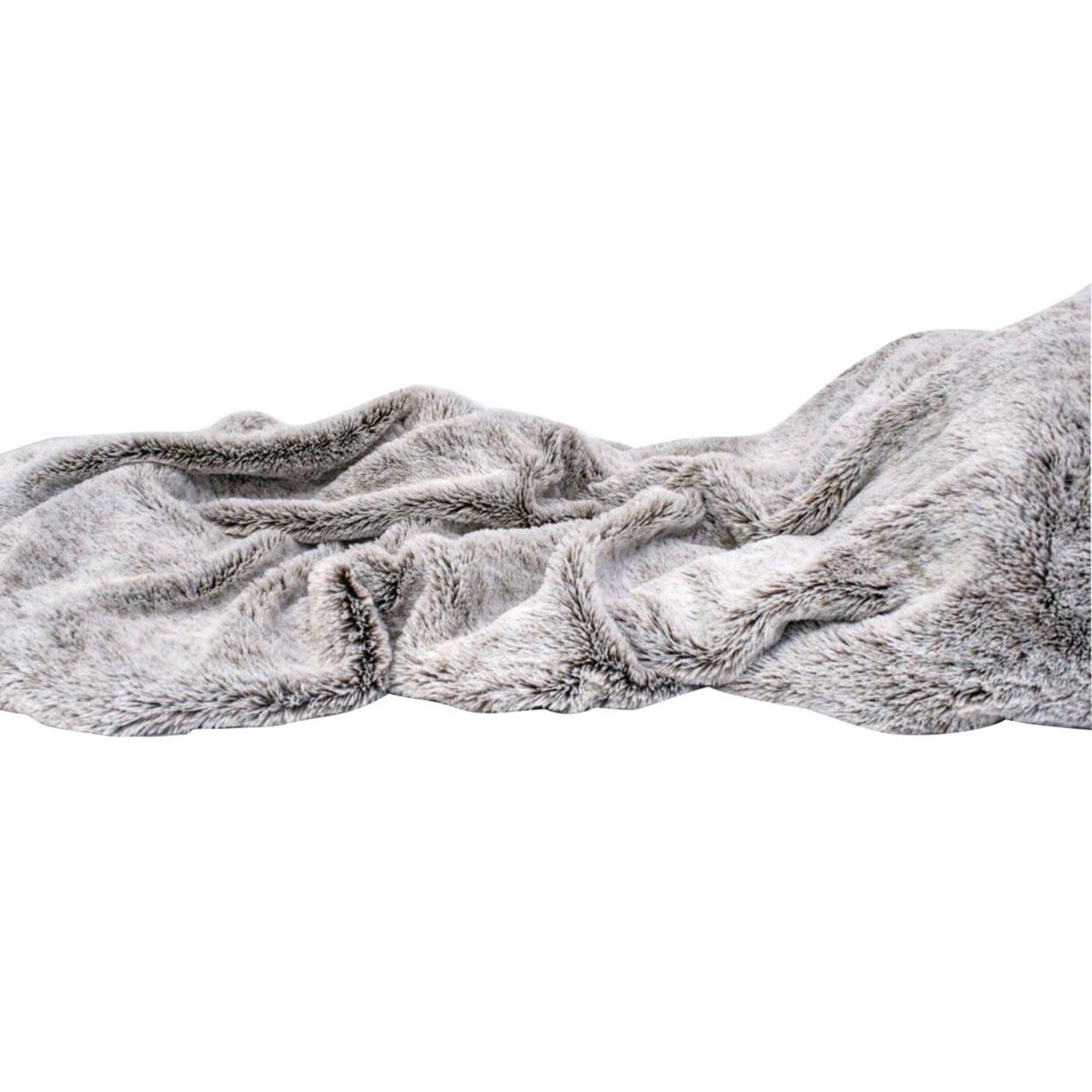 Luxurious Gray Faux Fur and Black Fleece Reversible Throw Blanket