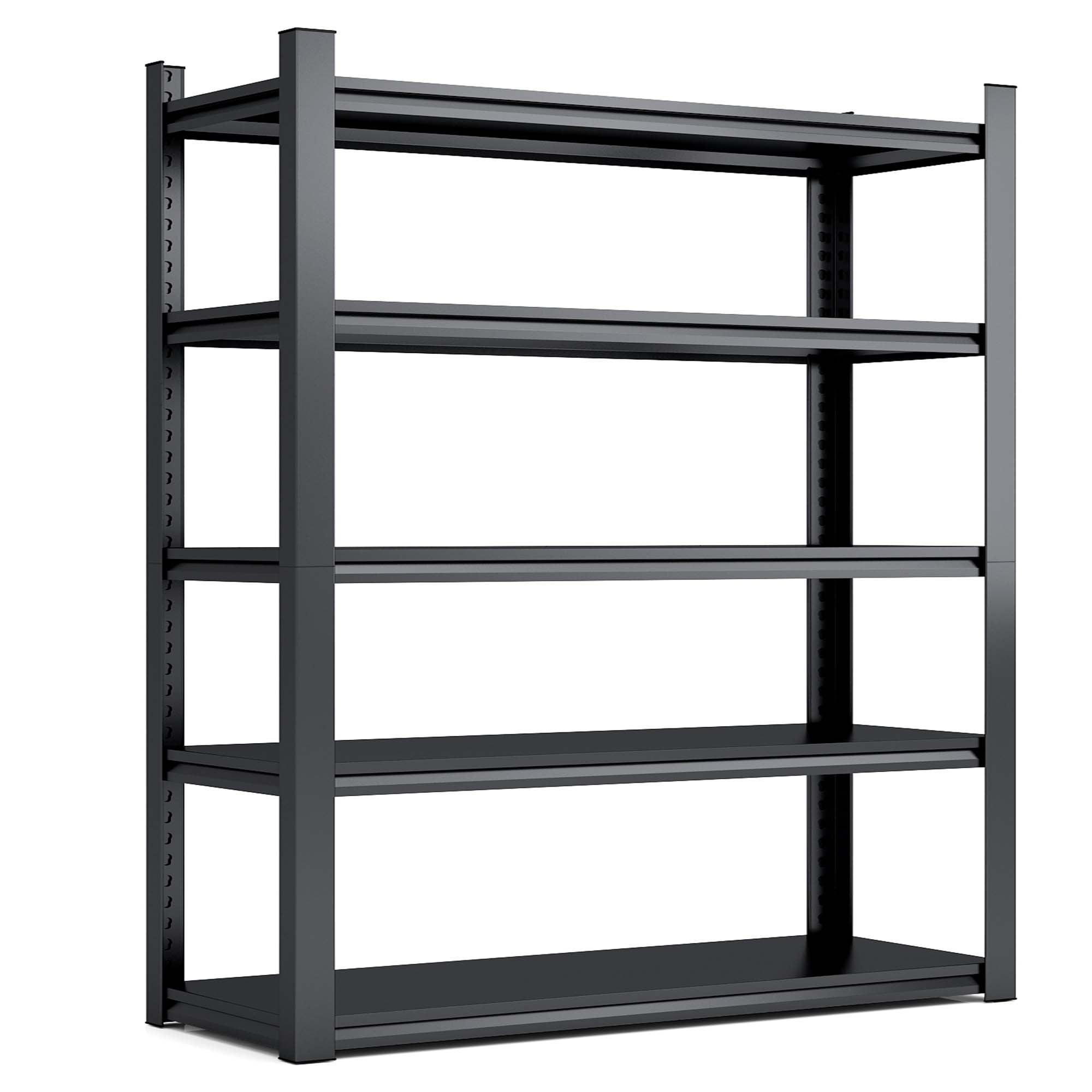 78" Black Heavy Duty Adjustable Metal Garage Shelving Unit