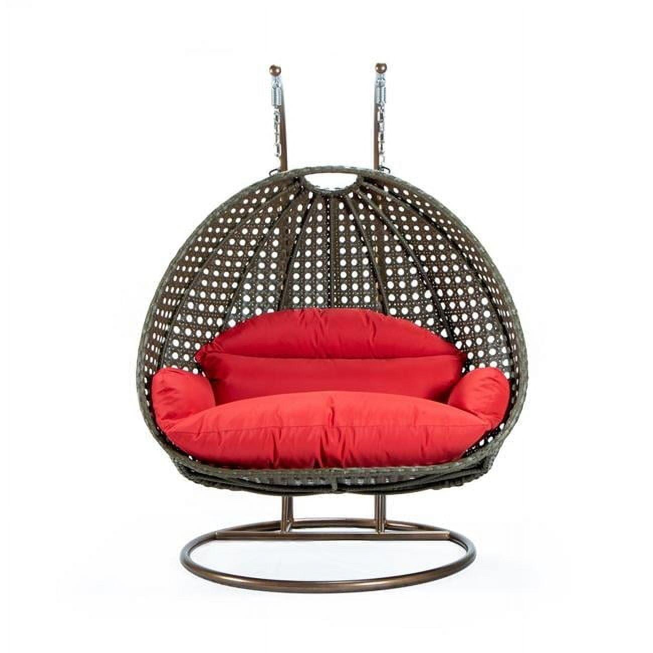 LeisureMod Wicker Hanging 2 person Egg Swing Chair,Red