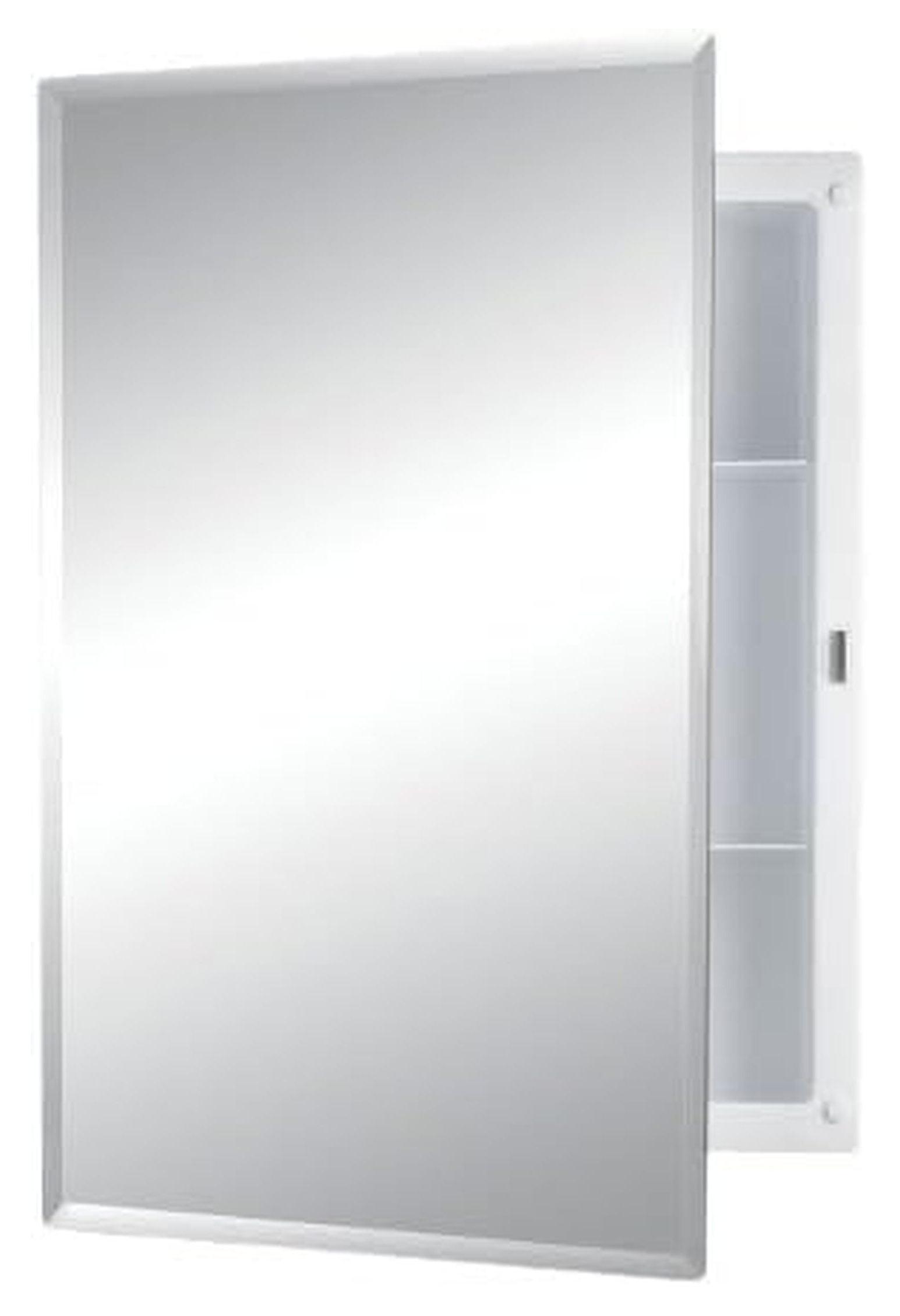 Basic White Frameless Medicine Cabinet with Beveled Mirror
