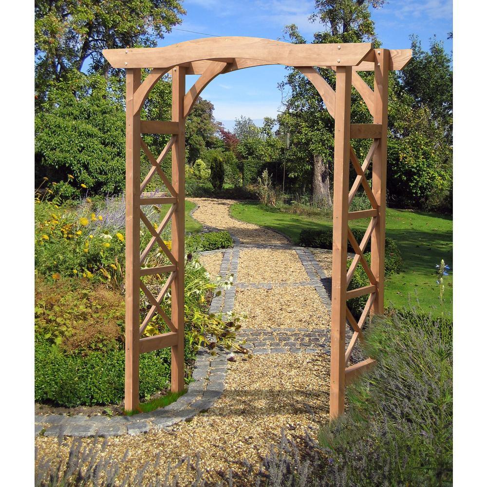 Venice Hemlock Wood Garden Arbor with Lattice Sides