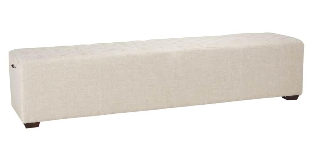 Arabella Beige Upholstered Bench with Antique Bronze Handles