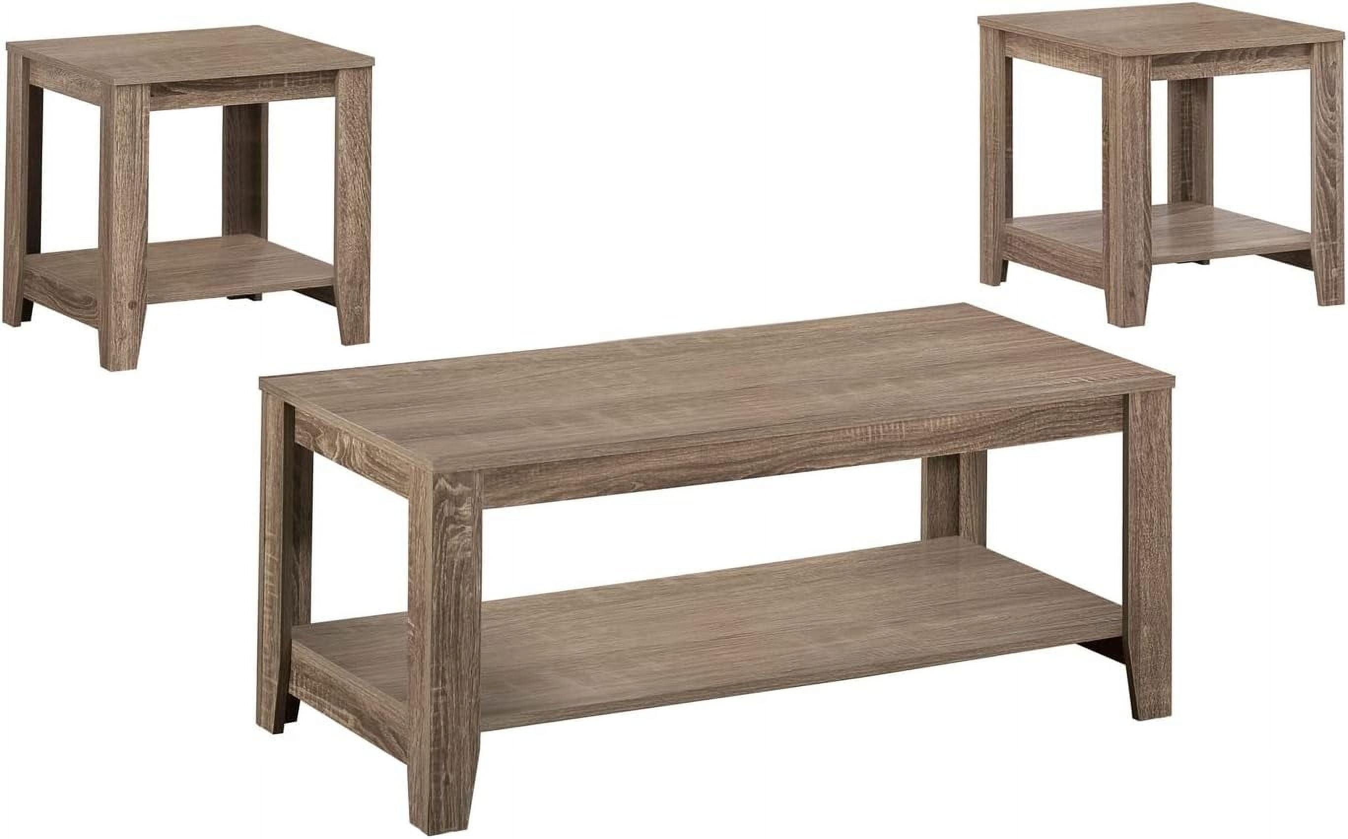 Dark Taupe 3-Piece Coffee and End Table Set with Shelves