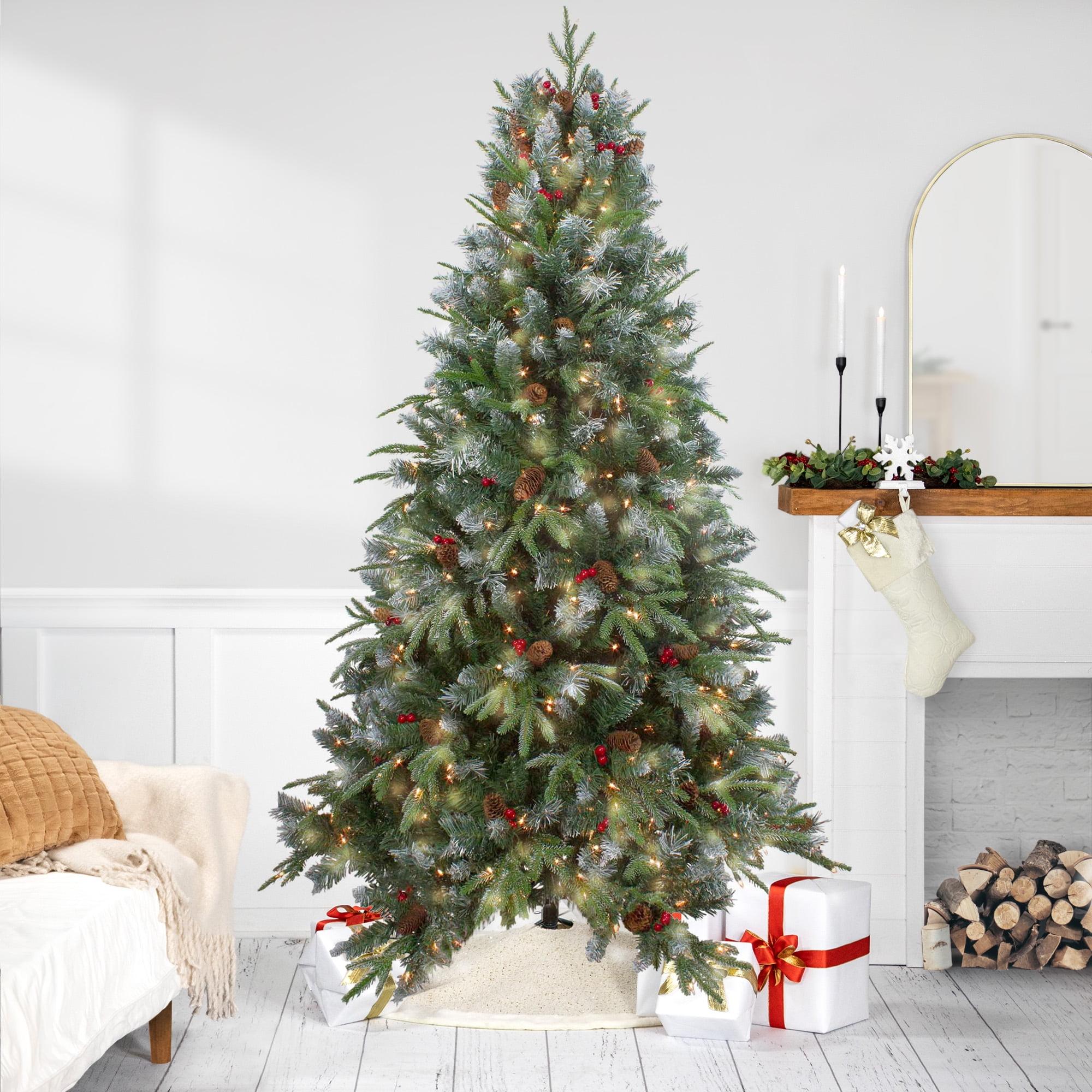 Northlight 7ft Pre-Lit Frosted Mixed Berry Pine Artificial Christmas Tree - Clear Lights