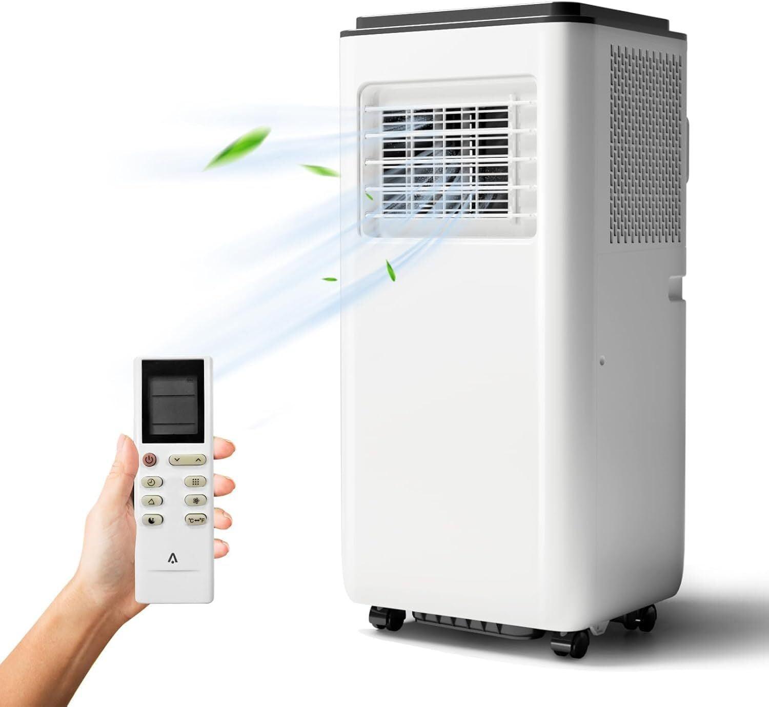 8,000 BTU Portable Air Conditioner Cools Up to 350 Sq.Ft, 3-IN-1 Quiet Portable AC Unit with Remote Control, Smart/Sleep Mode, Auto Swing, 24H Timer