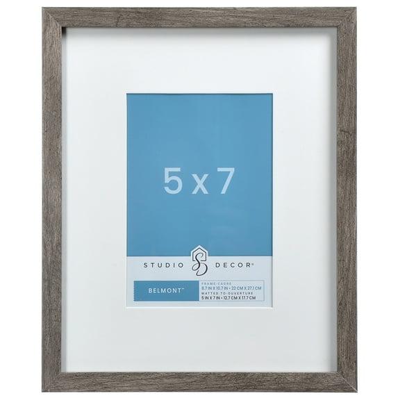8.7" x 10.7" Gray Narrow Belmont Picture Frame with Mat by Studio Décor - Includes Pre-attached Hanging Hardware - Horizontal or Vertical Display - 1 Pack