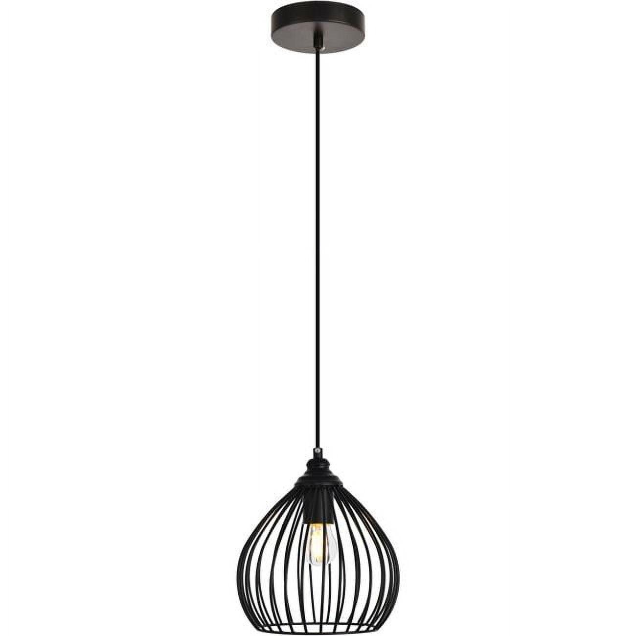 Sayer Contemporary Black Iron Pendant Light 8.9"H