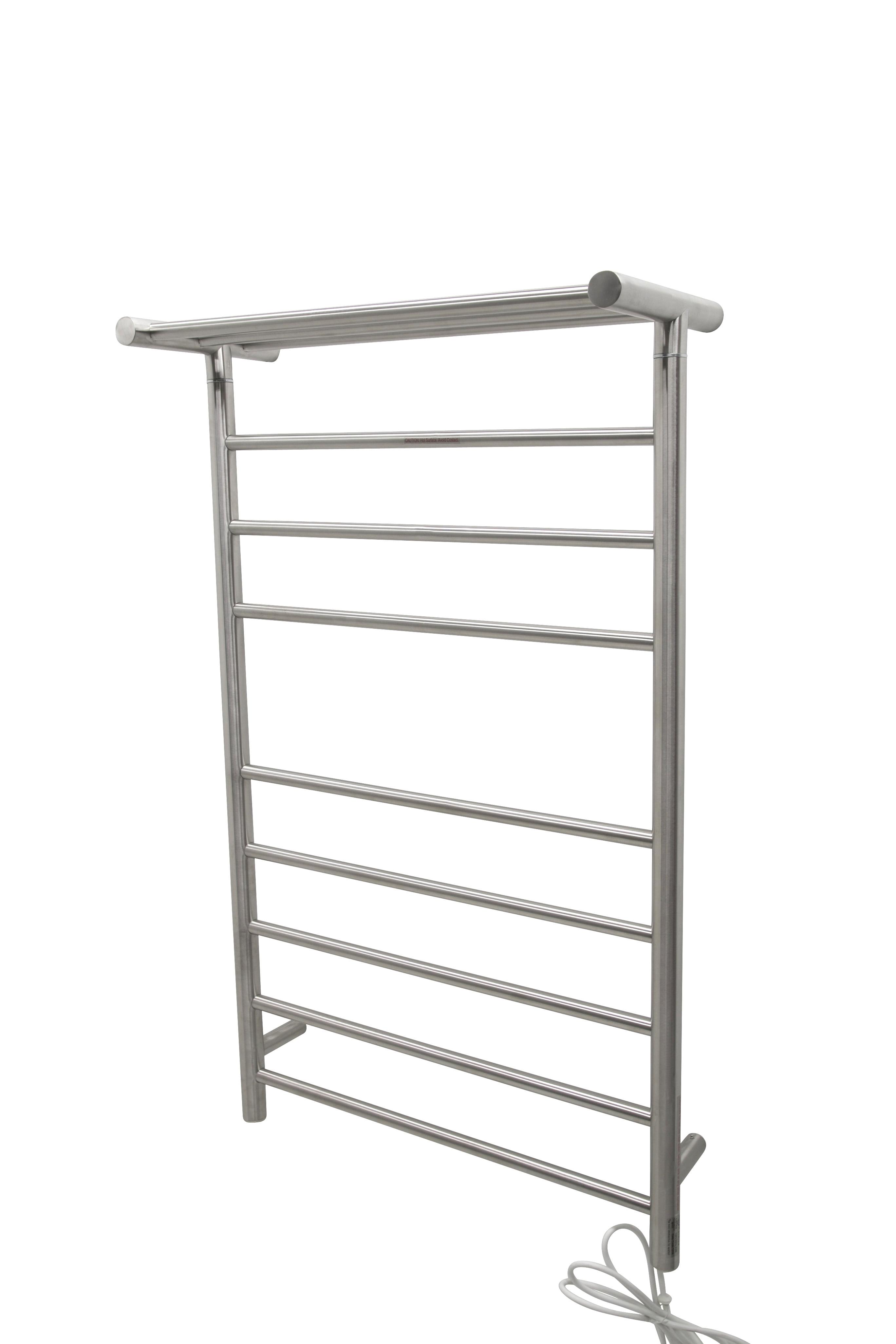 Brushed Nickel 8-Bar Wall Mounted Electric Towel Warmer