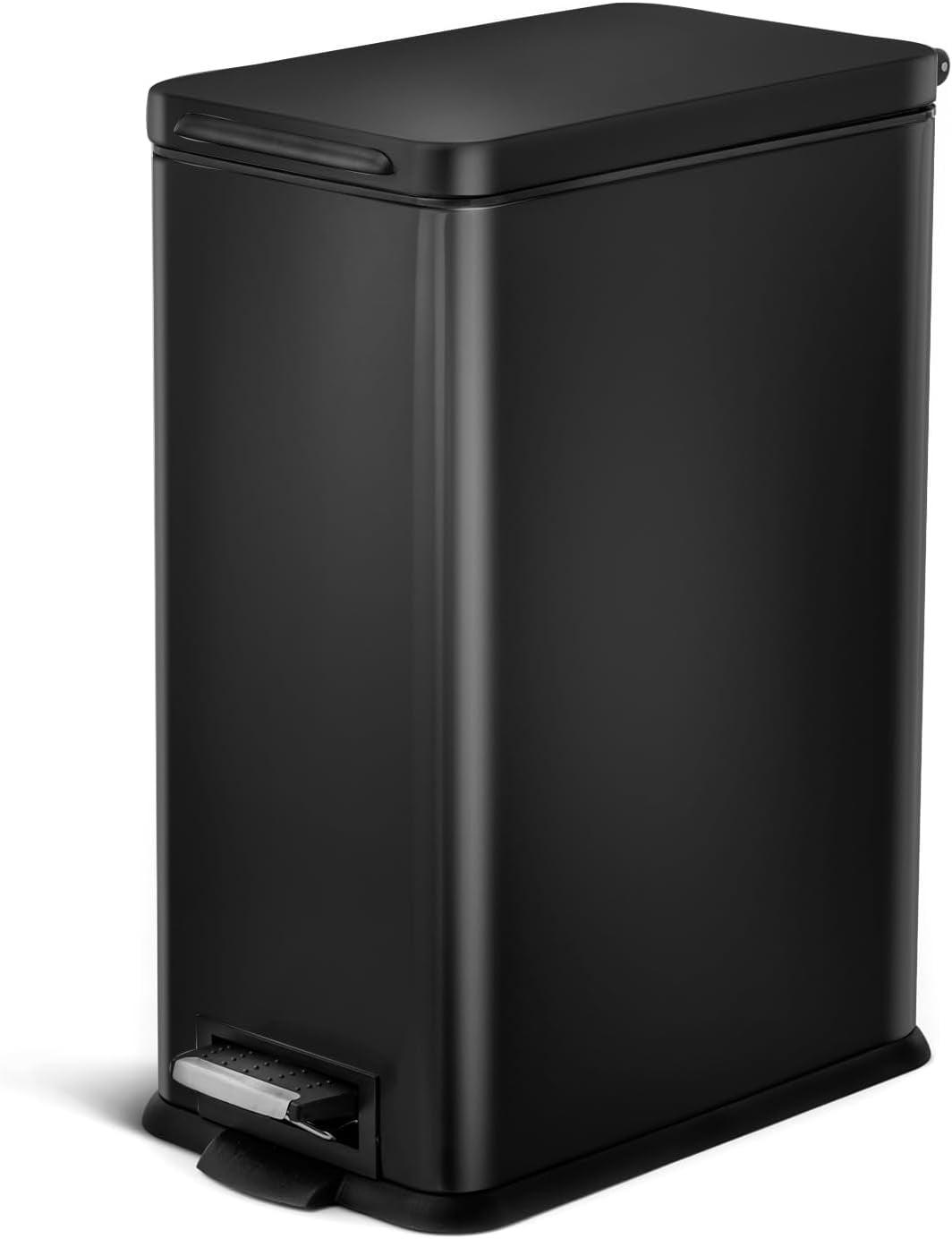 8 Gallon Slim Kitchen Trash Can, Stainless Steel, Step Pedal, 30 Liter