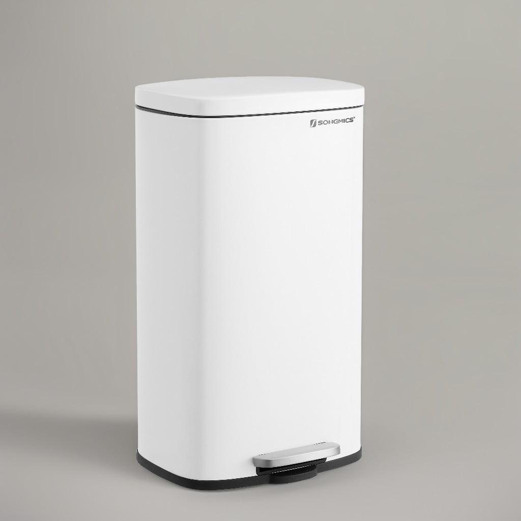 8 Gallon Trash Can with Lid, Garbage Can, Stainless Steel Small Waste Bin with Step Pedal and Inner Bucket, Soft Close, Kitchen