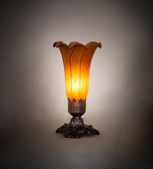 Amber Stained Glass and Bronze Accent Lamp