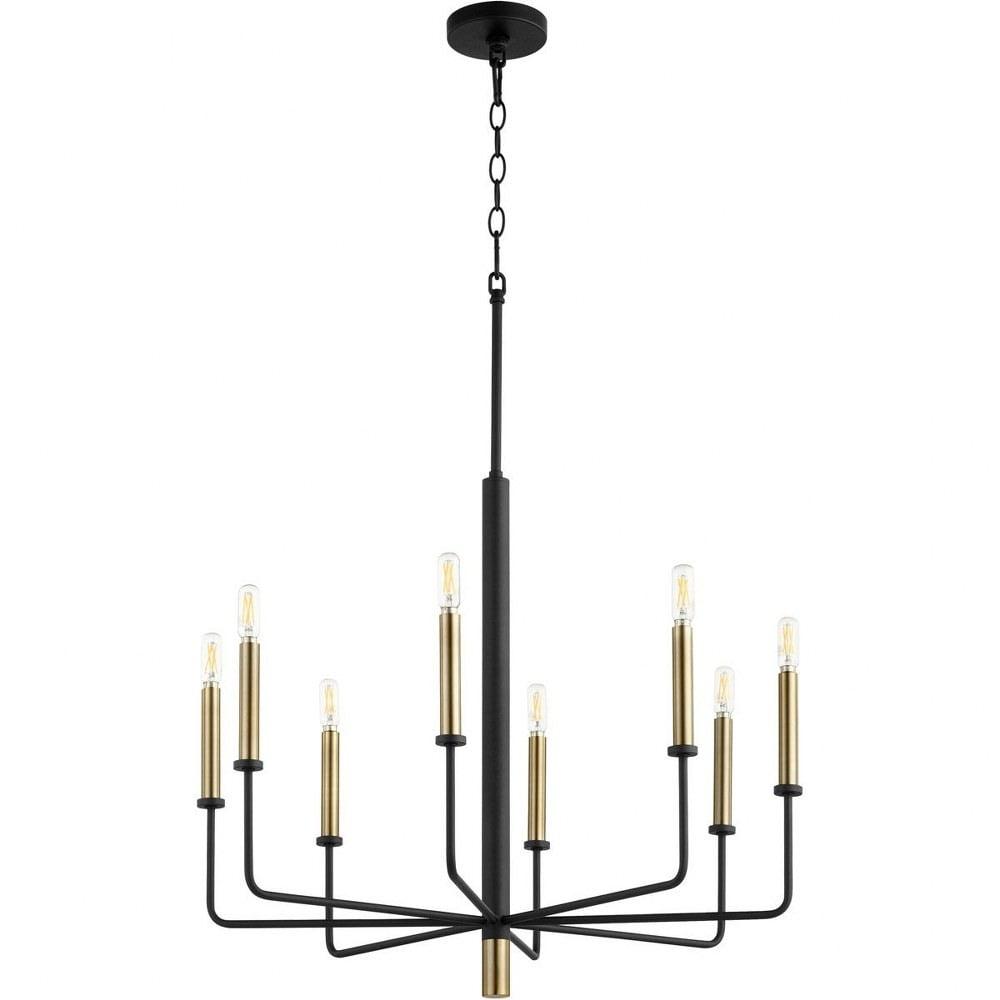 Noir and Aged Brass Contemporary 8-Light Iron Chandelier