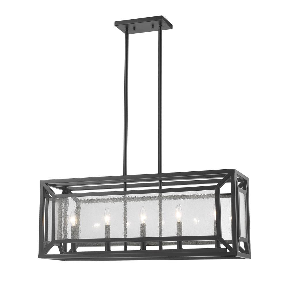 Matte Black 8-Light Industrial Cage Chandelier